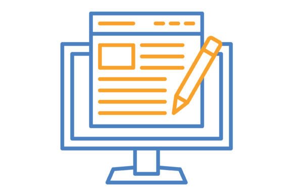 Blogging Blue & Orange Line Icon: Your Design Toolkit
