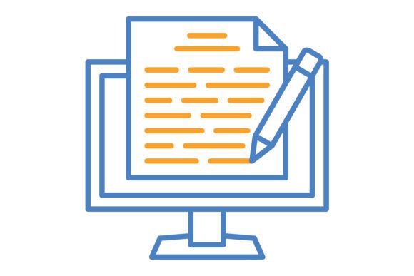 Copywriter Blue & Orange Line Icon: A Modern Design Asset