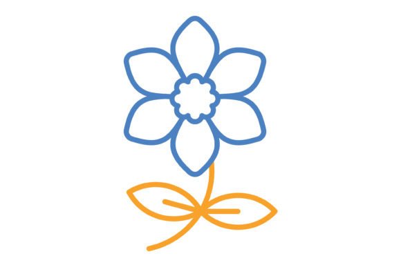 Daffodil Blue & Orange Line Icon: A Versatile Design Asset