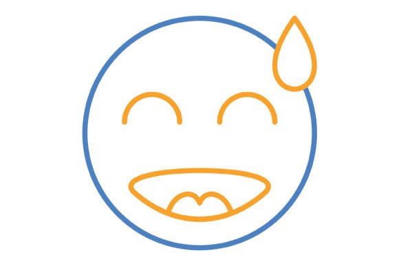 Embarrassed Emoji Blue Orange Line Icon: A Versatile Design Asset