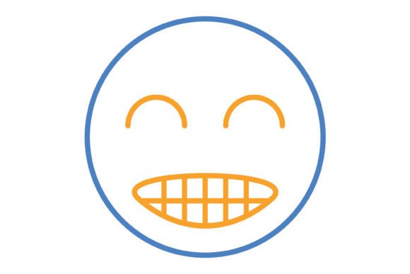 Grinning Emoji Blue & Orange Line Icon: A Vibrant Design Asset