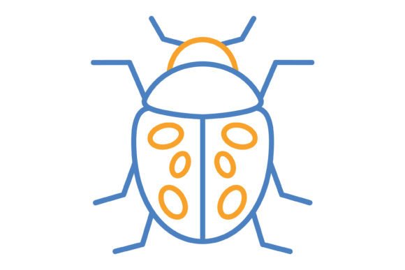 Ladybug Blue & Orange Line Icon: A Versatile Design Asset