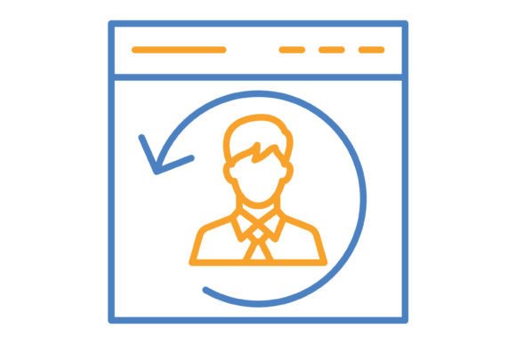Returning Visitor Blue Orange Line Icon: A Modern Design Essential