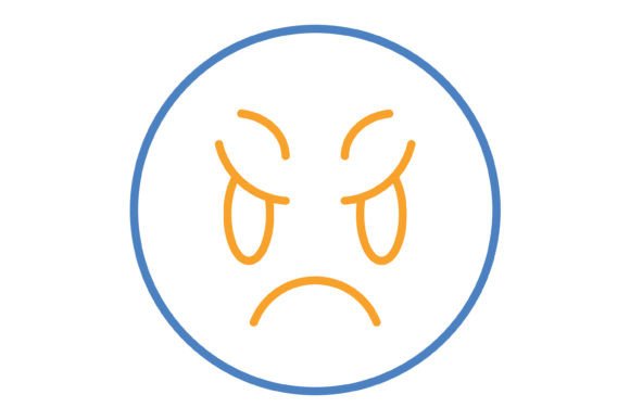 Scowl Emoji Blue & Orange Line Icon: A Designer's Toolkit