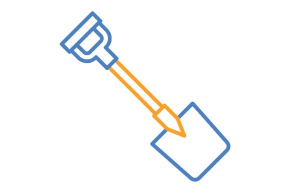 Shovel Blue & Orange Line Icon: Versatile Design Asset