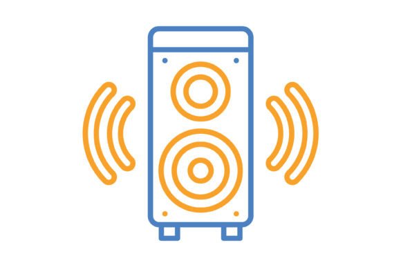 Speaker Blue & Orange Line Icon: Versatile Design for Every Platform